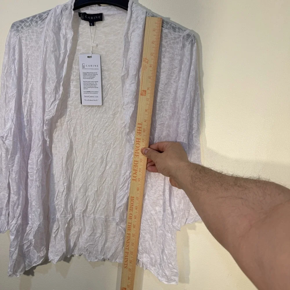 Carine Open Cardigan White XL Lightweight Stretch Sweater‎ NEW Cover Up